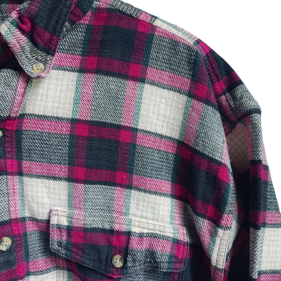 Vintage 90s Grunge Susquehanna Trail Plaid Jacquard Button Down Shirt - Size LG - Picture 3 of 10